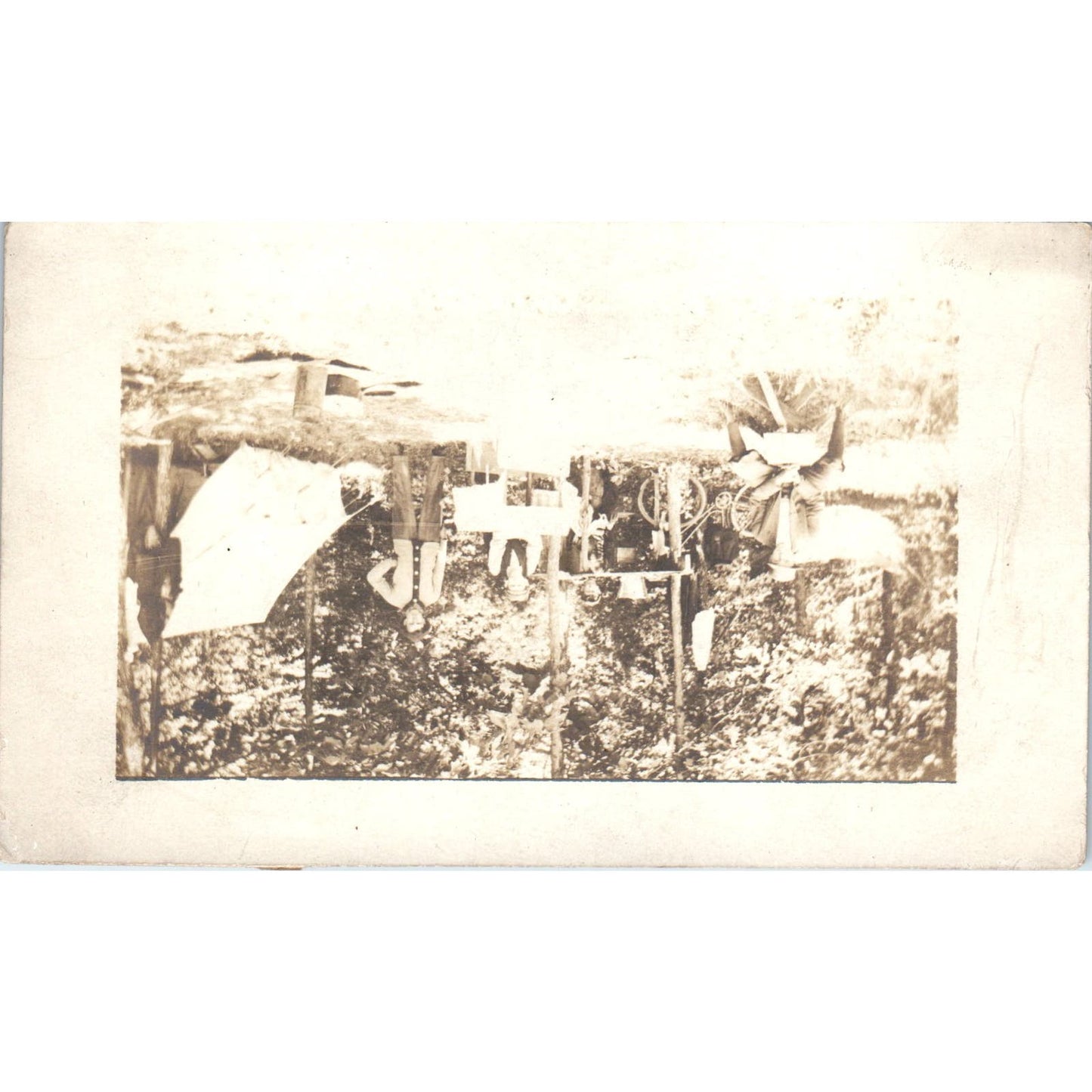 Group of Men Camping at Campsite Original RPPC Real Photo Postcard PB1