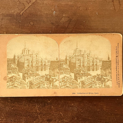 Cathedral of Milan, Italy c1880 Antique Stereoview Card TJ9-V4