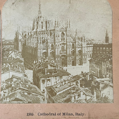 Cathedral of Milan, Italy c1880 Antique Stereoview Card TJ9-V4