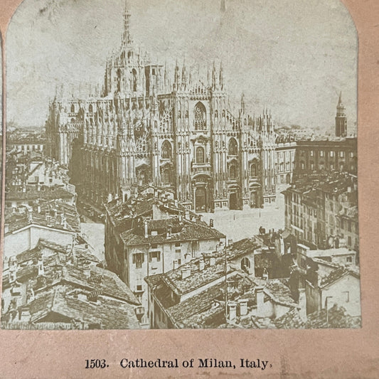 Cathedral of Milan, Italy c1880 Antique Stereoview Card H2-3
