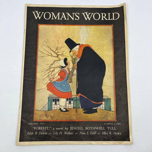 1933 Oct Women's World Magazine Miriam Story Hurford Art Halloween Witch TI4