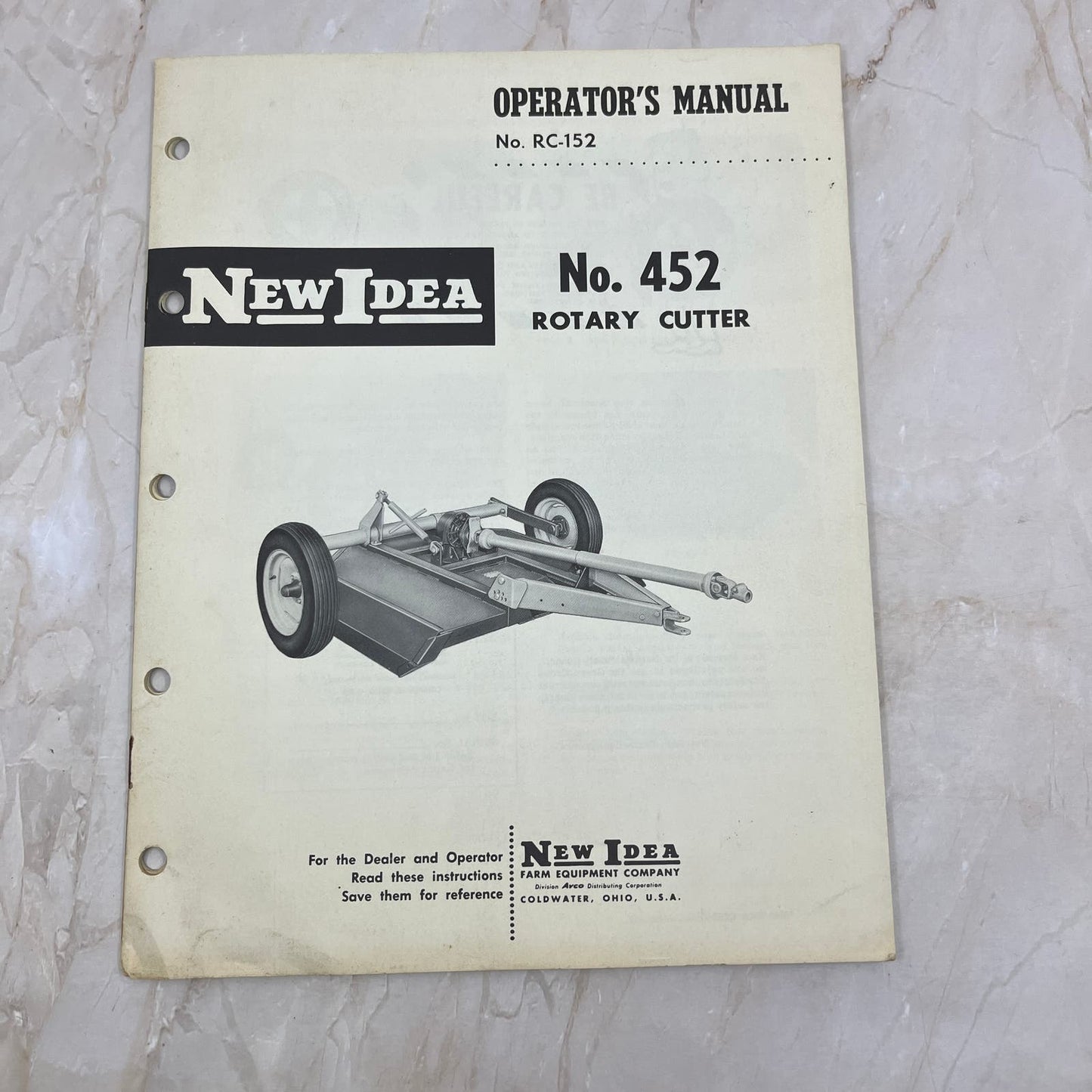 Vintage New Idea Operator's Manual No. 452 Rotary Cutter TJ9