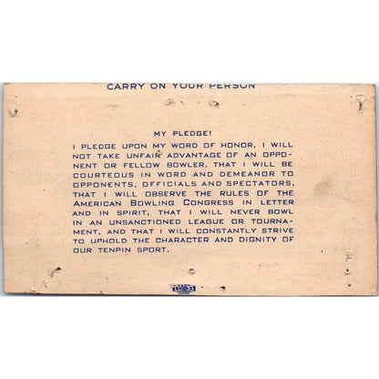 1945 American Bowling Congress Milwaukee Membership Card Eagles 800 SE5-27
