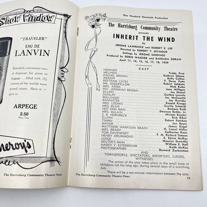 1959 Harrisburg Community Theatre Playbill Inherit the Wind AB3