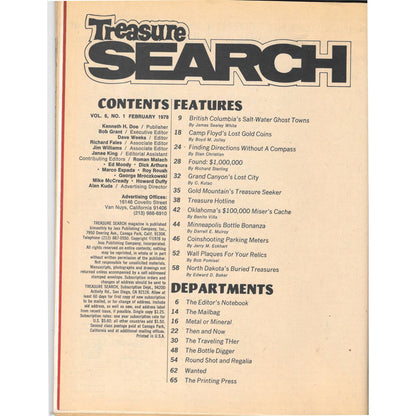 Treasure Search Magazine - Treasure Hunting Mining Metal Detecting Feb 1978 M4