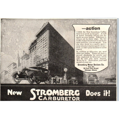 c1920 Harper's Magazine Ad - Stromberg Carburetor Chicago IL EA3-4