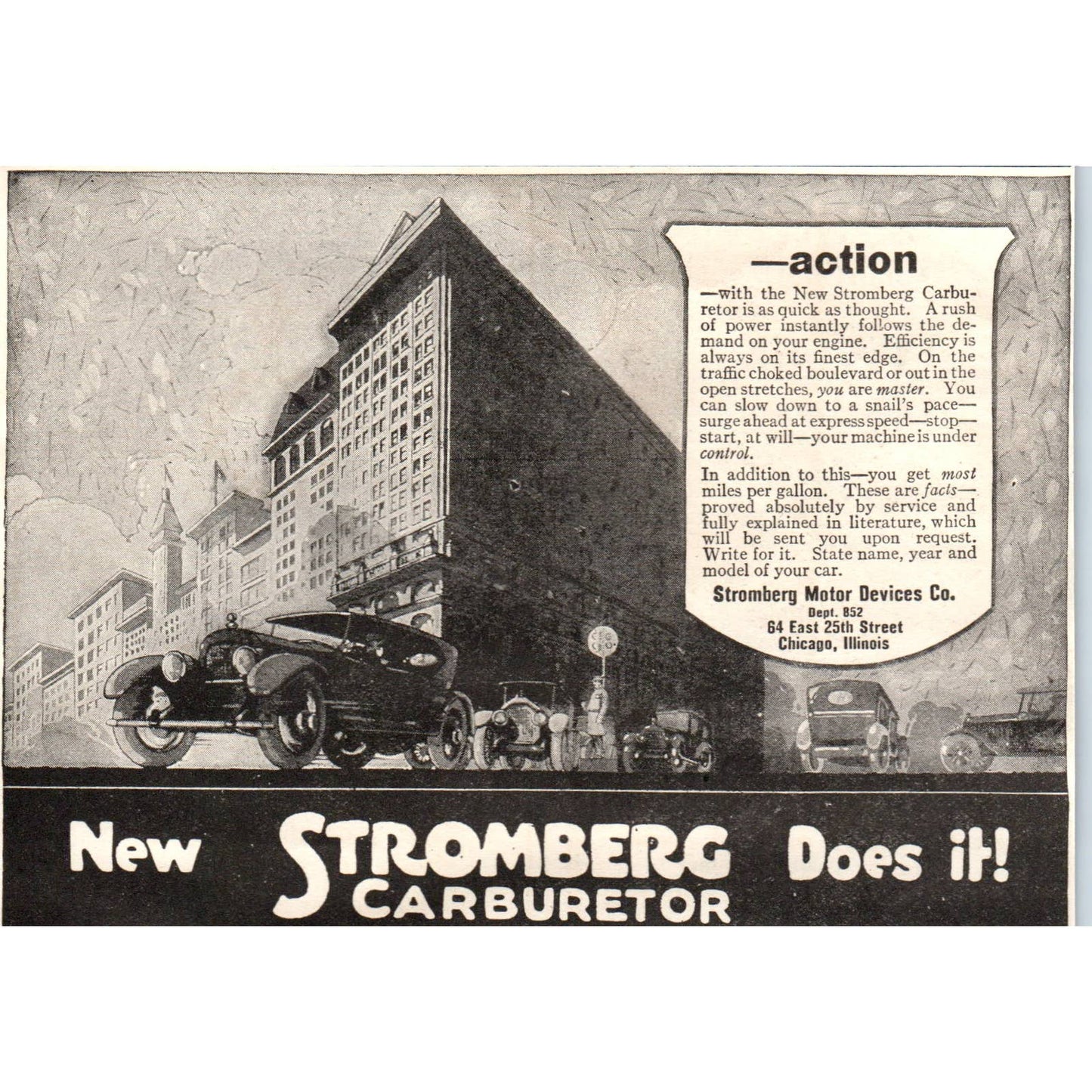 c1920 Harper's Magazine Ad - Stromberg Carburetor Chicago IL EA3