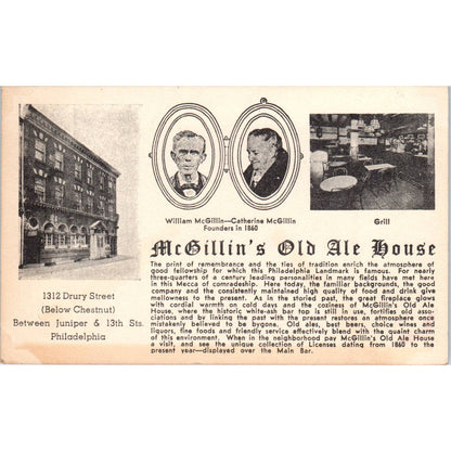 Vintage Postcard McGillin's Old Ale House Juniper & 13th Philadelphia PA TD8-P2