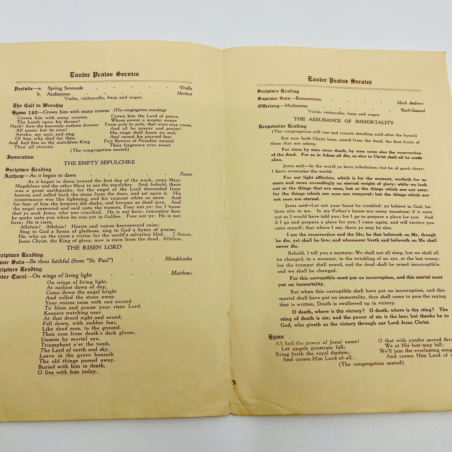1920 Lot of 2 First Congregational Church Montclair NJ Easter Programs L4-3
