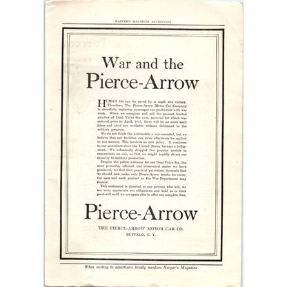 c1920 Harper's Magazine Ad - Peerless Motor Car Co Cleveland OH TF6-1