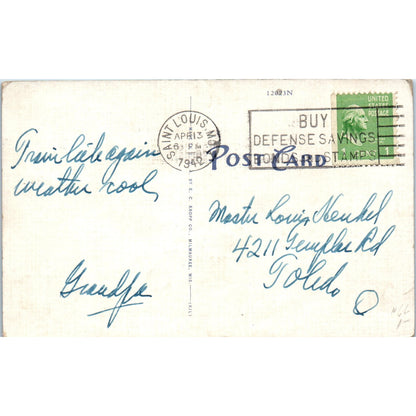 Riverboat Loaded With Cotton Bales St. Louis 1942 Original Postcard P1-15