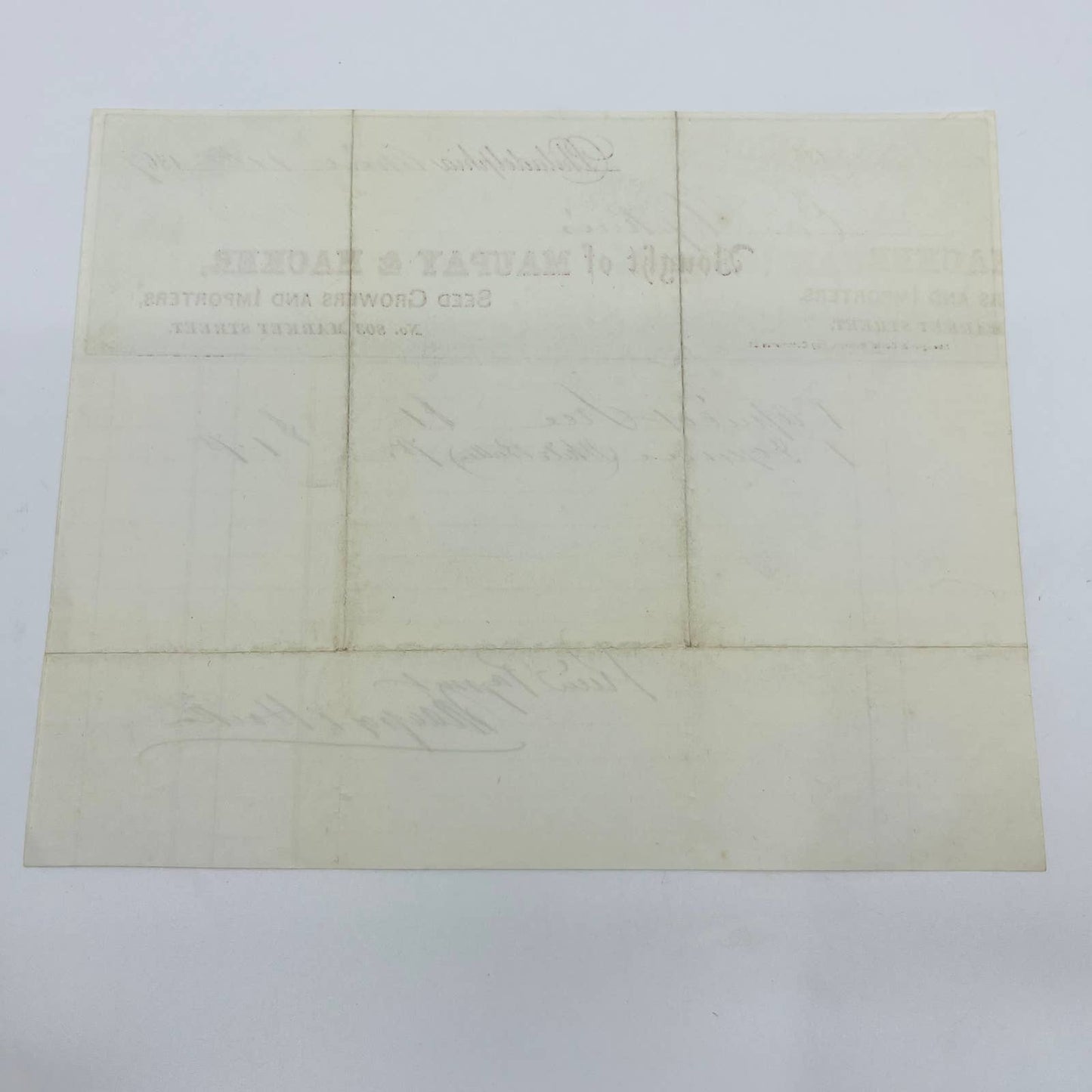 1867 Maupay Hacker Seed Growers Philadelphia PA Billhead Letterhead Receipt AA4