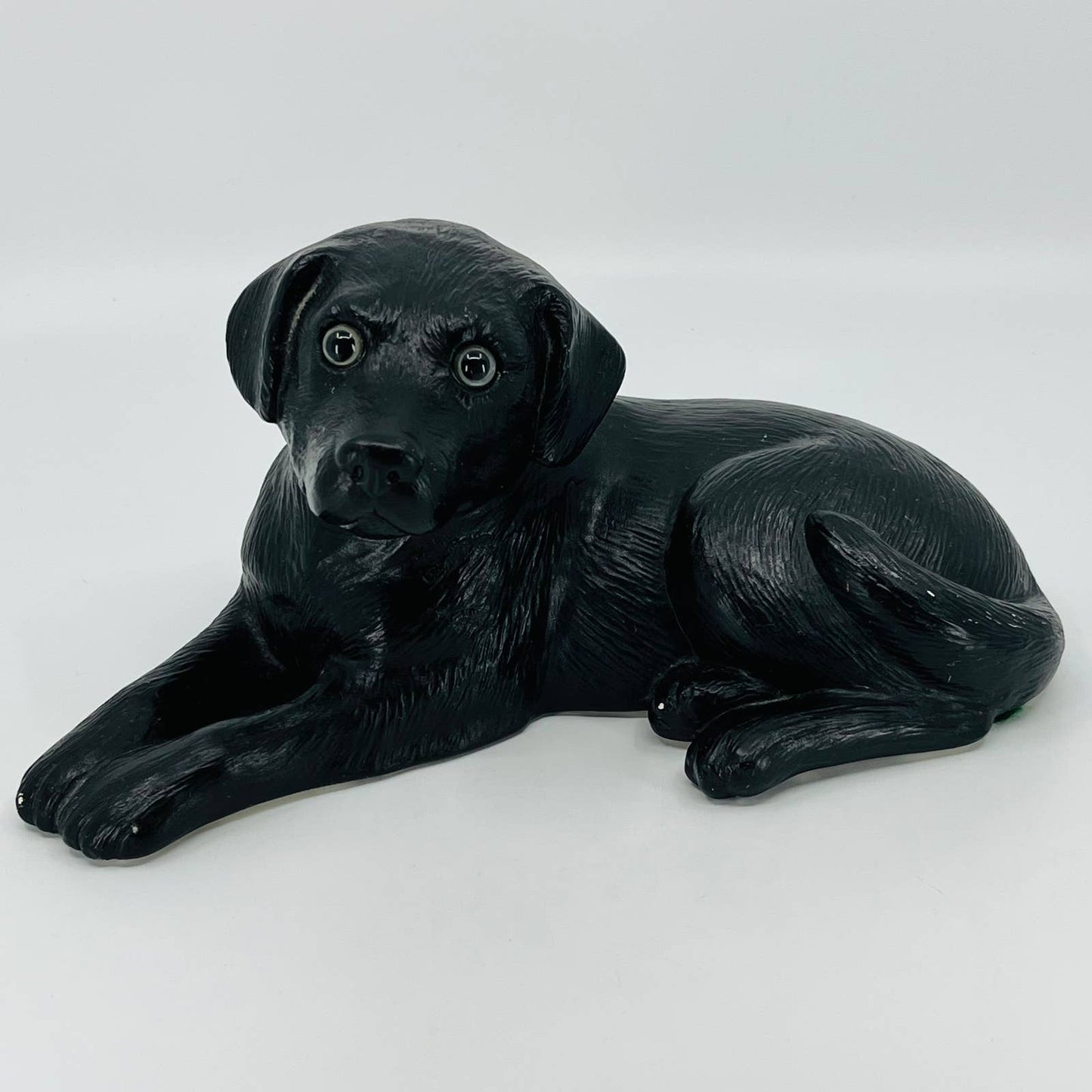 VTG Large 10 x 5 1989 Hand Painted Ceramic Black Lab Dog Retriever Figurine TB7