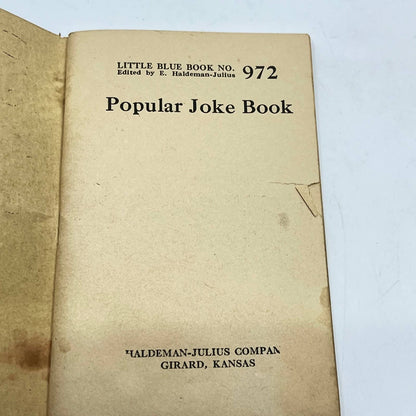 Popular Joke Book 1930's Haldemen-Julius Jokes Stories Little Blue Book 972 TC6