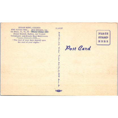 Sugar Bowl Courts New Orleans Louisiana - Original Postcard TJ7-RP2