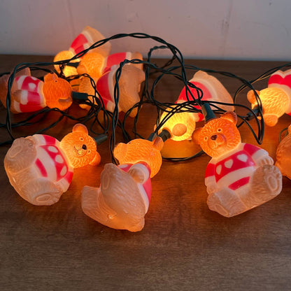 Vintage Santa’s World 10 TEDDY BEAR Christmas Lights String in Box WORKING TA6