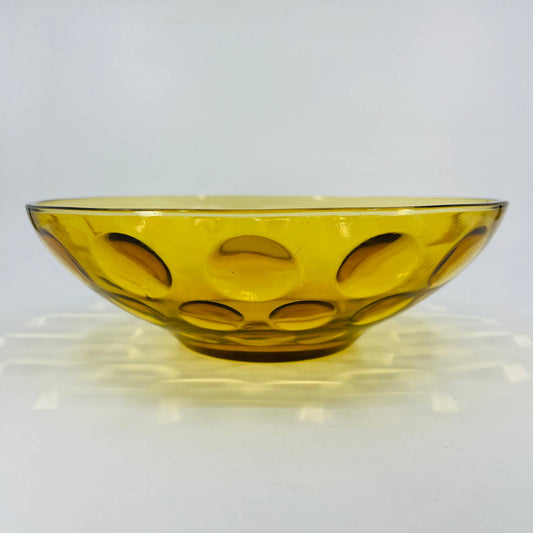 MCM Hazel Atlas Golden Honey Capri Coin Dot Amber Serving Bowl 9” TD1