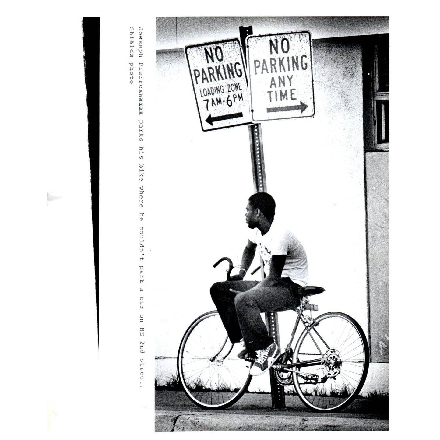 1983 Press Photo Cycling Joseph Pierre Parks Bike on NE 2nd St Miami FL 8x10 AD3
