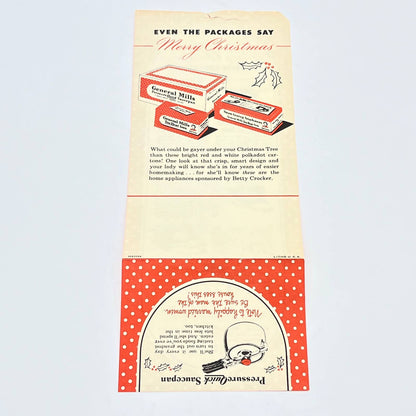 1944 Betty Crocker Christmas Ad Card Irons Pressure Quick Sauce Pan AC1-2