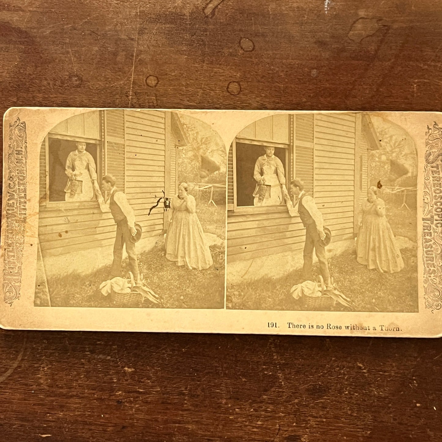 Victorian Romance - There is No Rose Without a Thorn Antique Stereoview H2-6