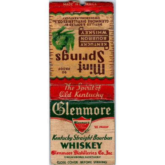 Glenmore Mint Springs Kentucky Bourbon Whiskey Advertising Matchbook SA1-M2