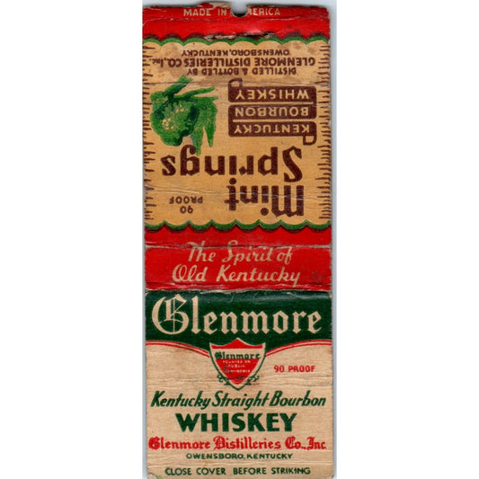 Glenmore Mint Springs Kentucky Bourbon Whiskey Advertising Matchbook MM9-10
