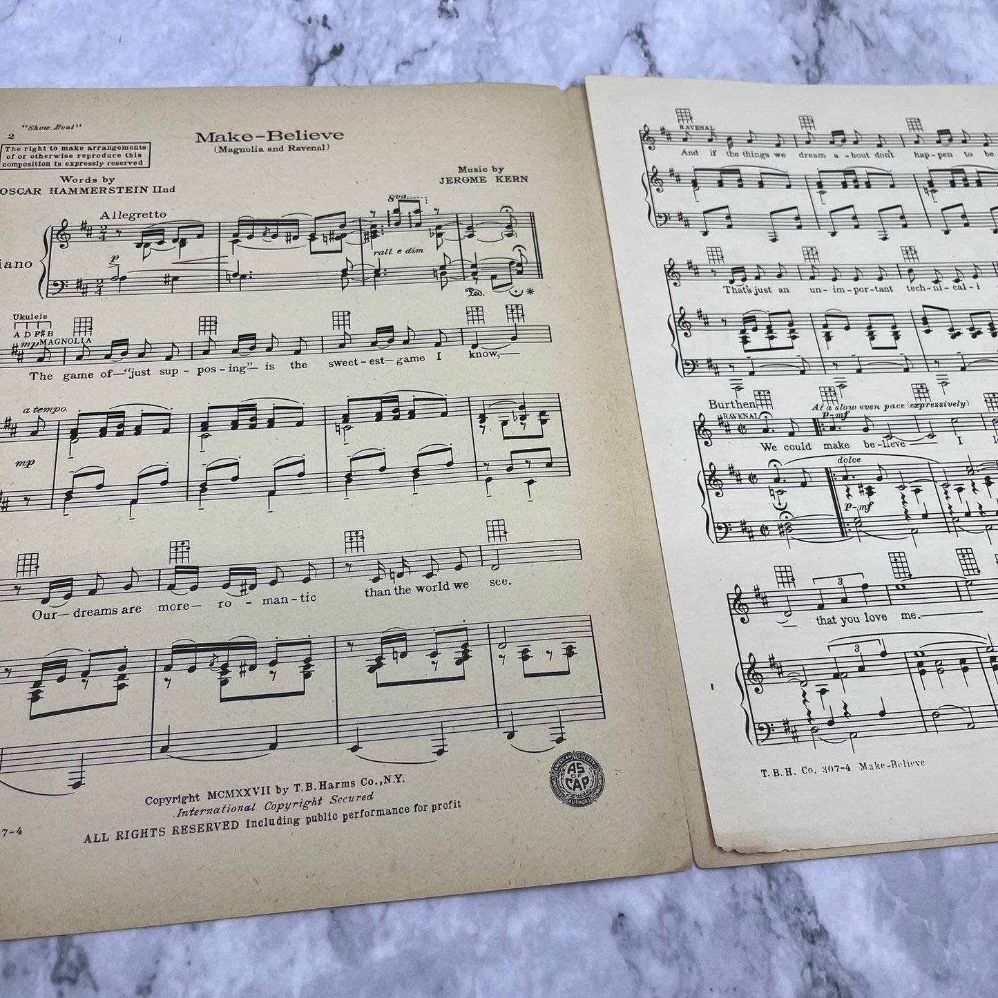 1928 Florenz Ziegfield Presents 'Show Boat' Sheet Music Oscar Hammerstein￼ V41-3