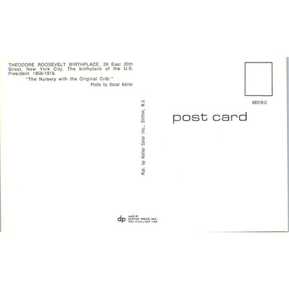 Theodore Roosevelt Birthplace Nursery & Dolls NYC Original Postcard PB8