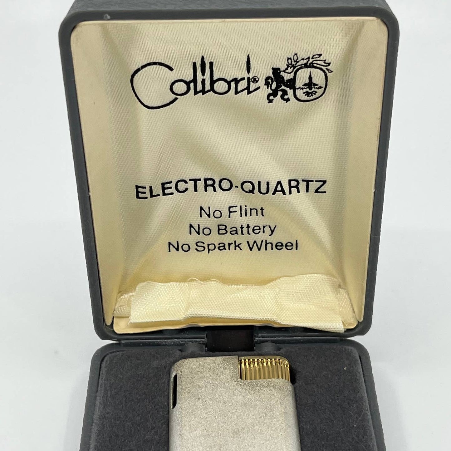 Vintage Colibri ELECTRO-QUARTZ Silver Tone Torch Lighter c/w Original Case SA2