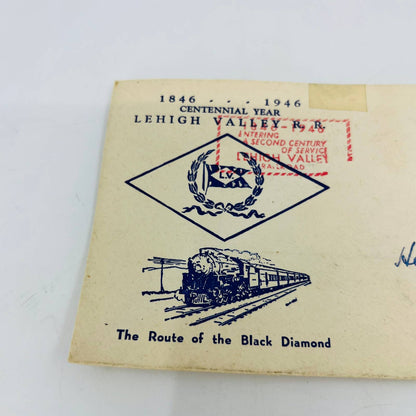 1946 Postal Cover Envelope Lehigh VALLEY RR Route of the Black Diamond SB9