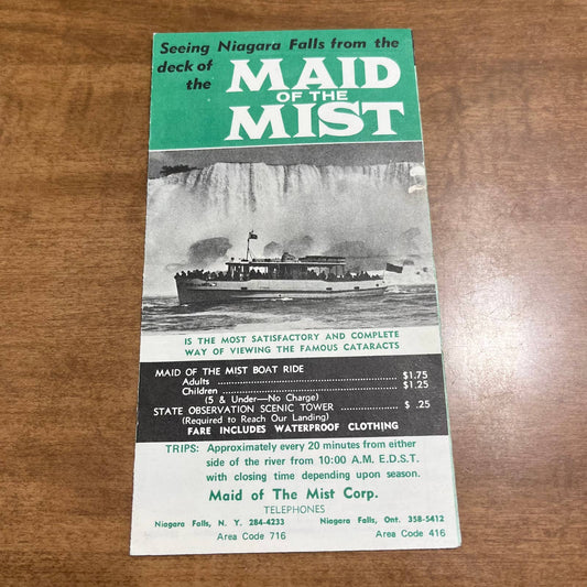 Vintage 1963 Niagara Falls New York Ontario Maid of the Mist Brochure A7