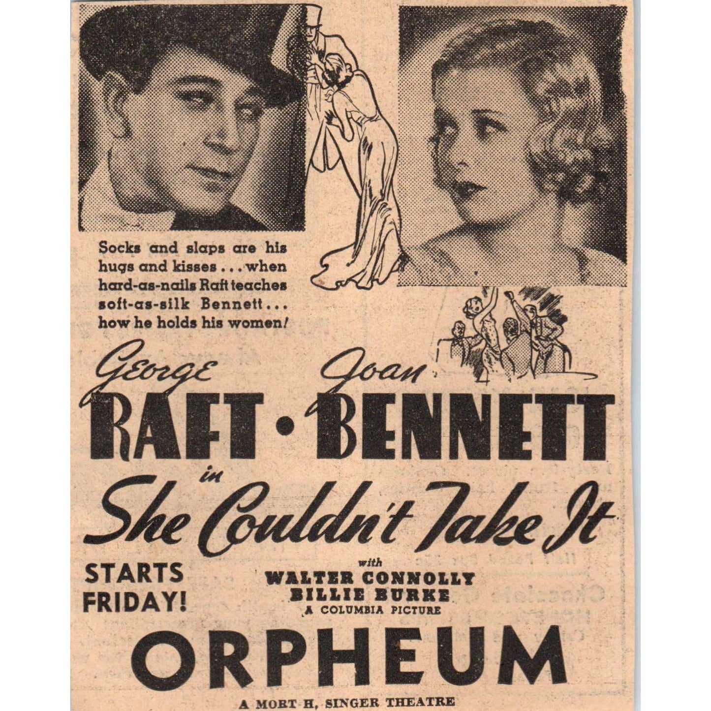 1935 Minneapolis Journal Newspaper Ad The Orpheum - She Couldn't Take It FL5-5