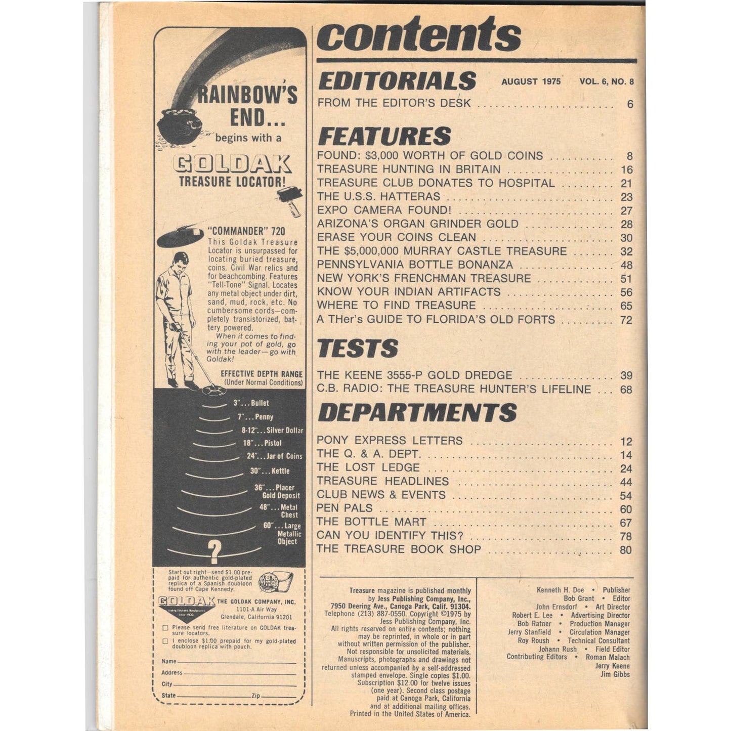 Treasure Magazine - Treasure Hunting Mining Metal Detecting Aug 1975 M4