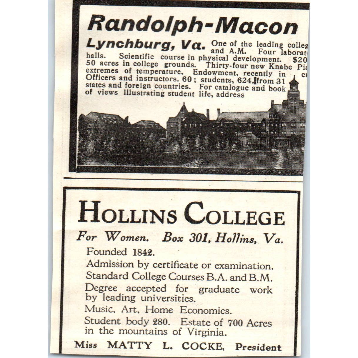 c1920 Harper's Ad - Ward-Belmont Girls School Belmont Heights Nashville TN EA3-4