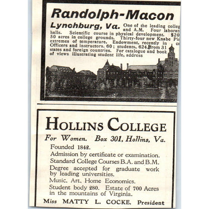 c1920 Harper's Ad - Ward-Belmont Girls School Belmont Heights Nashville TN EA3-4