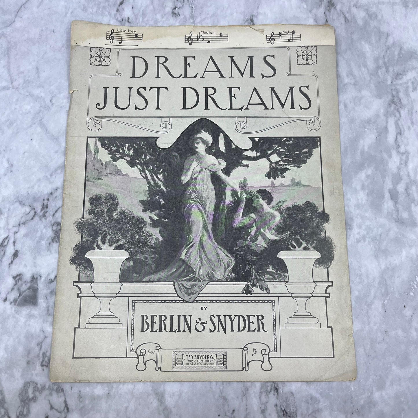 Dreams Just Dreams By Irving Berlin Frew Art 1910 Sheet Music Art Nouveau V41-3