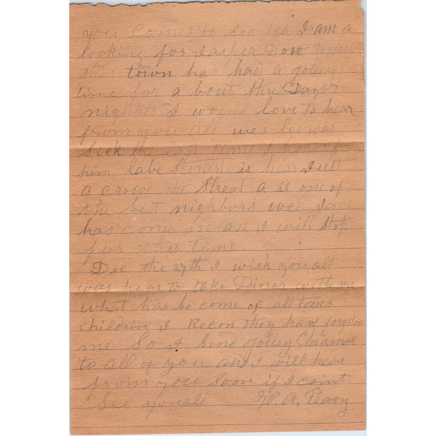 1912 Letter and Envelope W.A. Peavy Lufkin TX to J.M. Peavy Shreve AL AD6