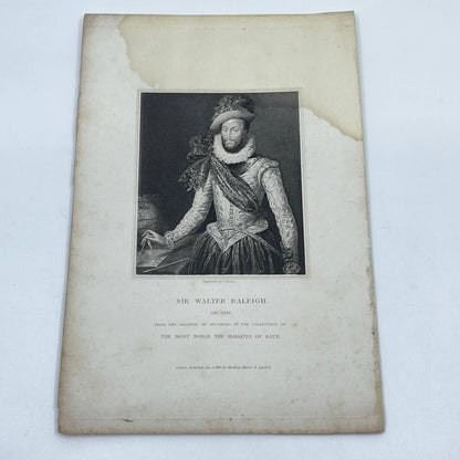 1823 Engraving Art Print Sir Walter Raleigh AB3