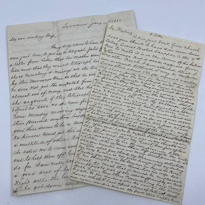 1880 Antique Set of 2 Handwritten Letters Between Husband & Wife Syracuse NY AC9