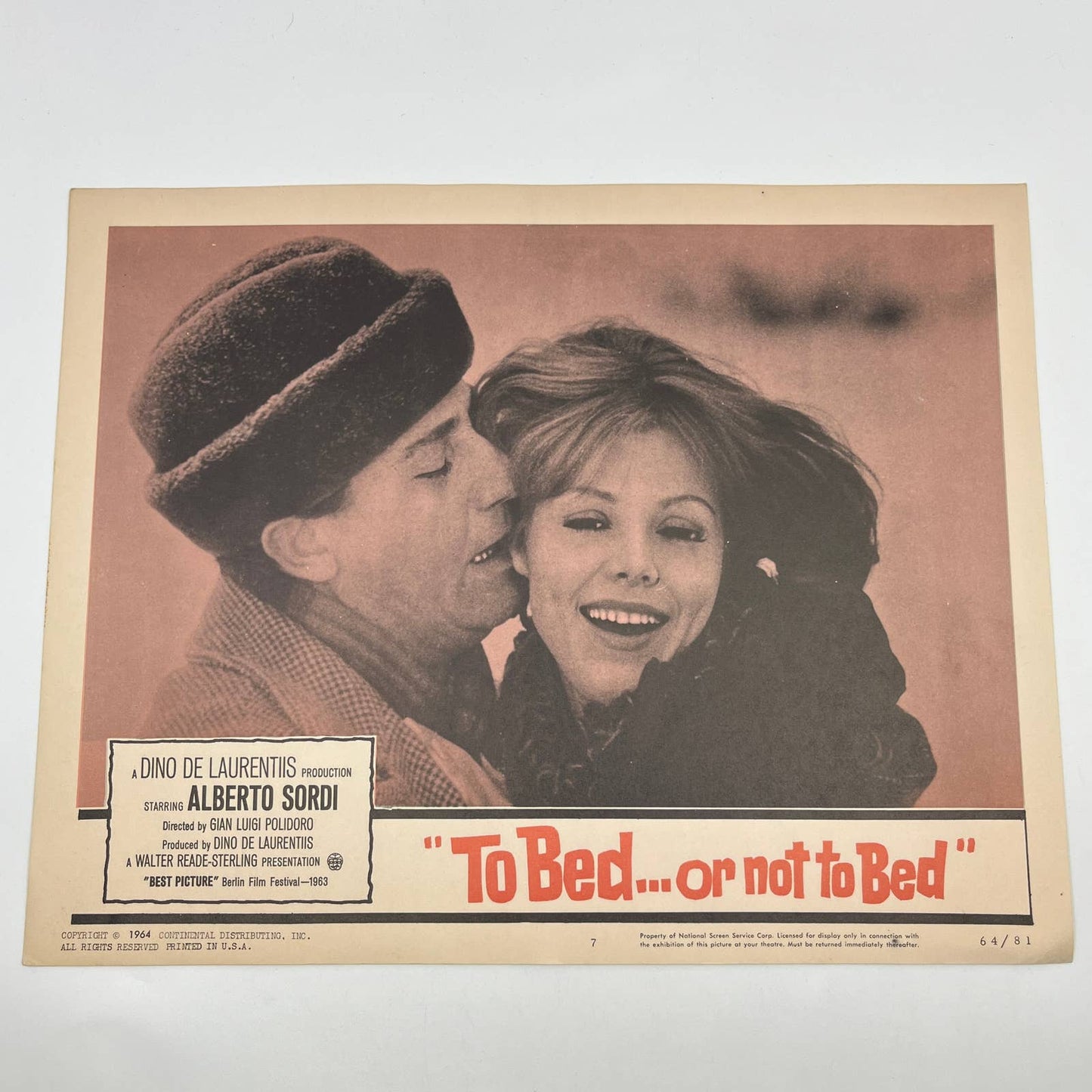 1964 To Bed or Not to Bed Lobby Card Alberto Sordi Dino De Laurentis #7 FL3