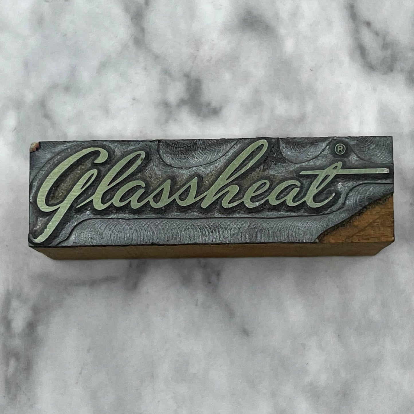 Vintage Printing Letterpress Printers Block Plate Glassheat Logo TJ55