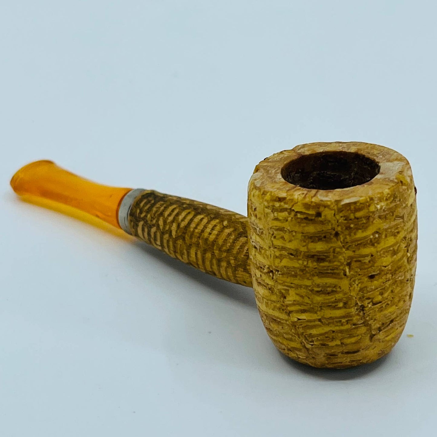 VTG Missouri Meerschaum Corn Cob Orange Lucite Stem 4” Small Smoking Pipe