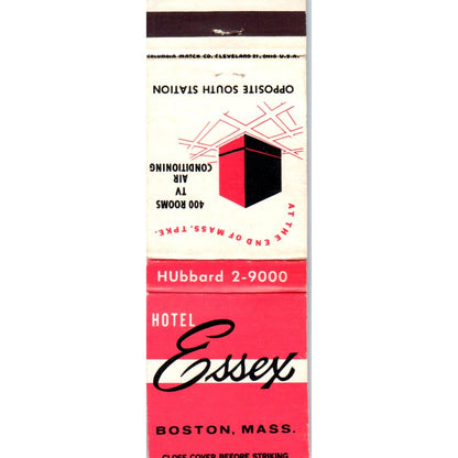 Hotel Essex Boston MA Advertising Matchbook Cover MM9-8