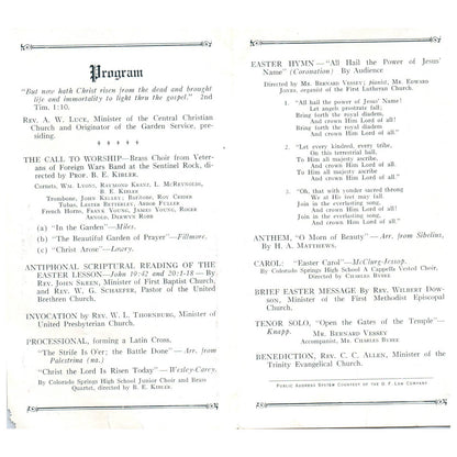 1935 Easter Sunrise Service Program Garden of the Gods Colorado Springs SE4