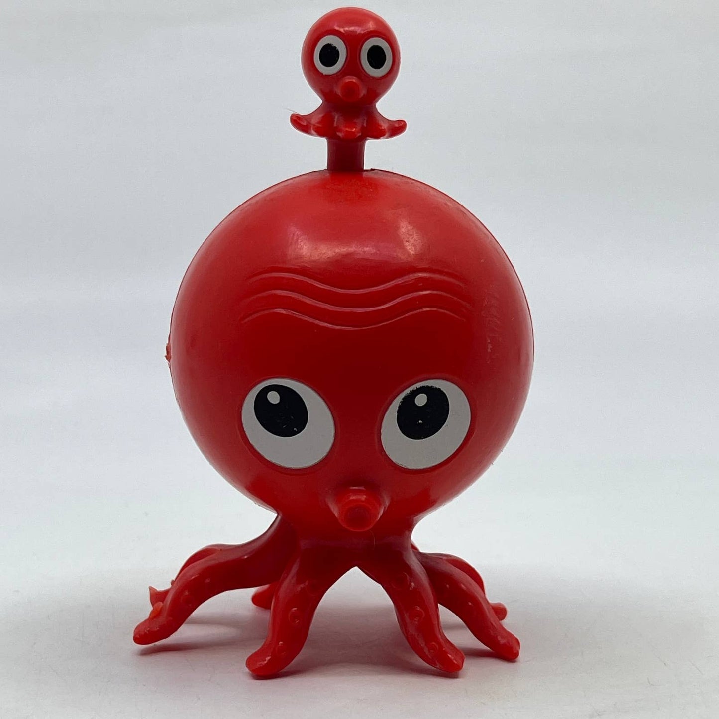 1980s Wind Up Red Octopus & Baby Walker Toy Tested WORKS 4" TH7