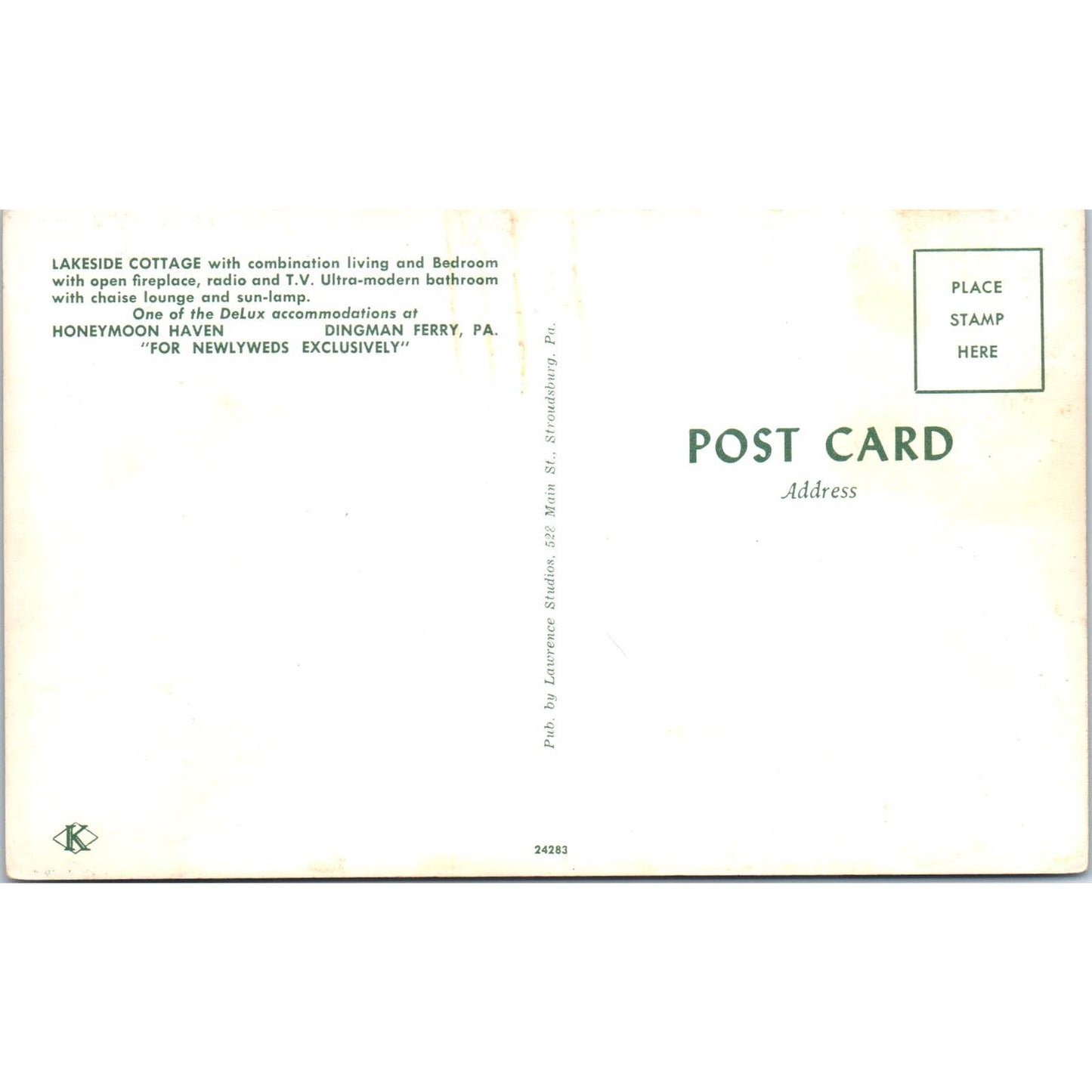 Vintage Postcard Lakeside Cottage Honeymoon Haven Dingman Ferry PA TD8-P2