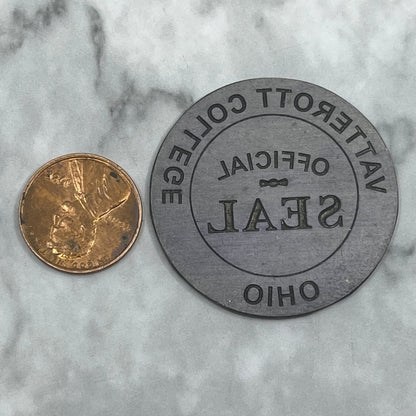 Vtg Letterpress Printers Block Plate Vatterott College Ohio Official Seal SE844