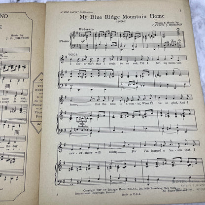 Vintage Sheet Music: My Blue Ridge Mountain Home, Robison/Dalhart 1927 V39-3