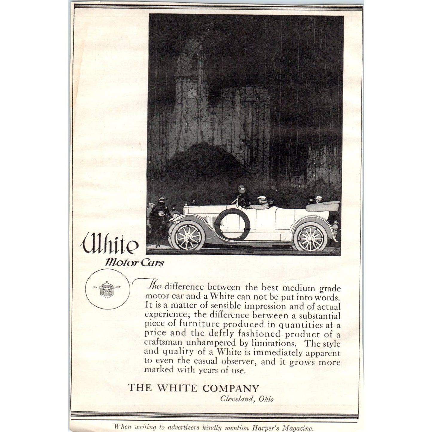c1920 Harper's Magazine Ad - White Motor Cars - Cleveland Ohio TD8-H1