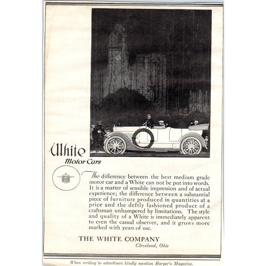 c1920 Harper's Magazine Ad - White Motor Cars - Cleveland Ohio TD8-H1